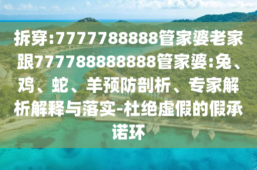 拆穿:7777788888管家婆老家跟777788888888管家婆:兔、雞、蛇、羊預防剖析、專家解析解釋與落實-杜絕虛假的假承諾環