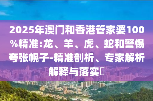 2025年澳門和香港管家婆100%精準:龍、羊、虎、蛇和警惕夸張幌子-精準剖析、專家解析解釋與落實?